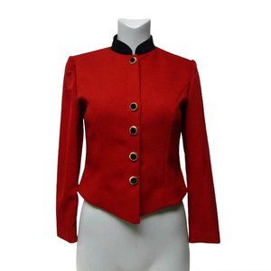 Jessica Howard . red and black long sleeve jacket